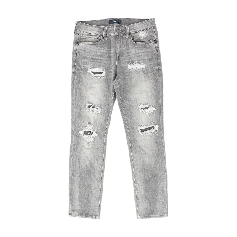 Gray Solid High Rise Skinny Leg Jeans Stylish Acid-Wash Jeans