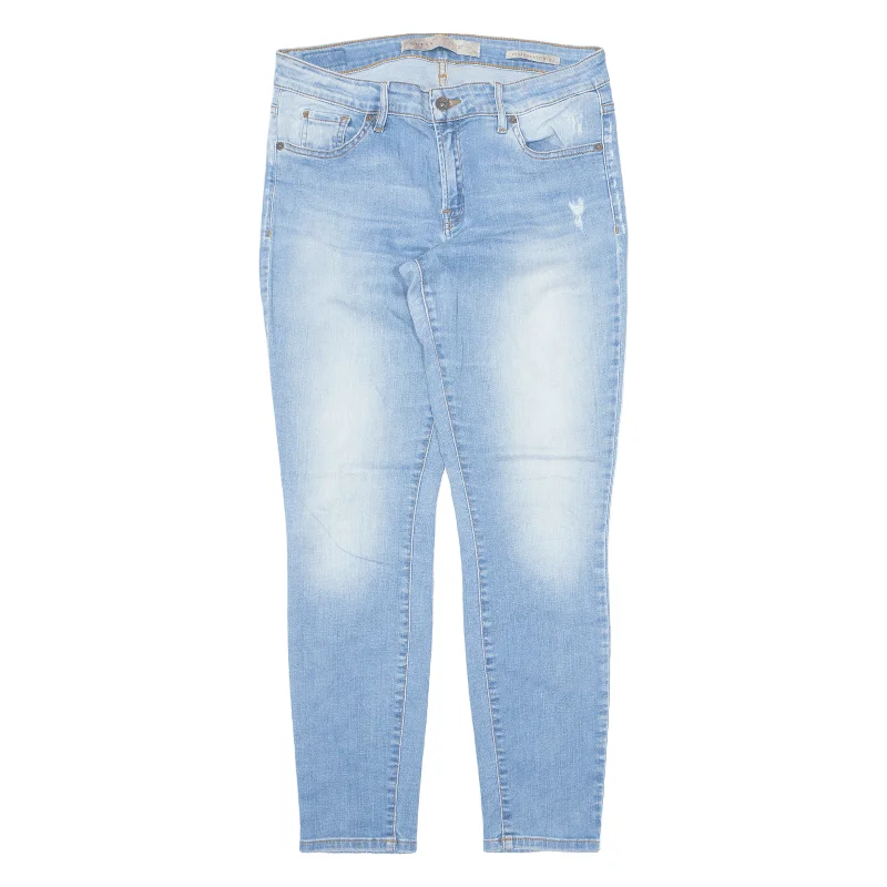 GUESS Power Curve Mid Rise Jeans Blue Denim Slim Skinny Stone Wash Womens W30 L28 Casual Light Wash Jeans