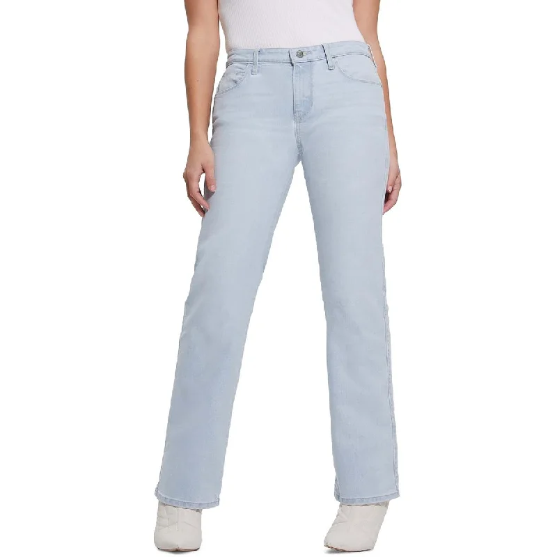 Guess Womens Knit Denim Straight Leg Jeans Comfortable Straight-Legged Denim