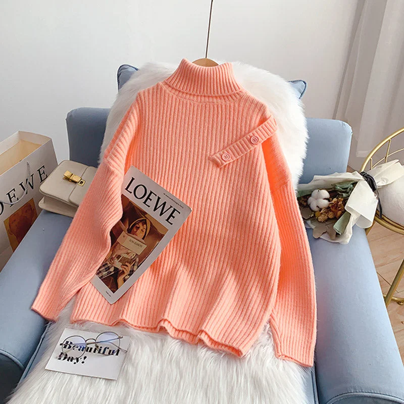 High neck sweater candy color versatile thin Korean bottomed shirt  5236 Slim Fit Regular Fit Oversized