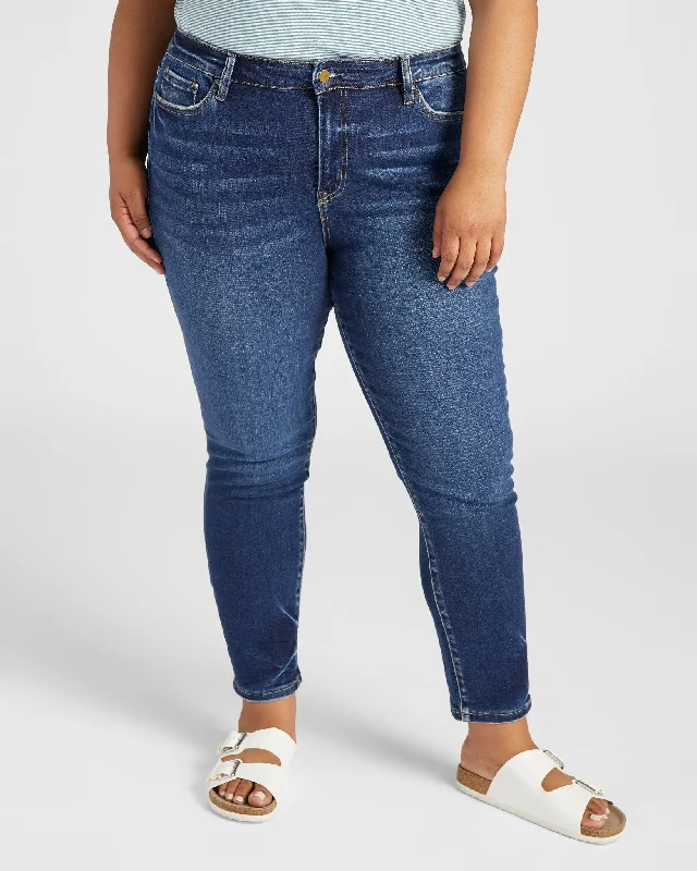 Plus Size High Rise Ankle Skinny Jeans Classic Button Fly Jeans