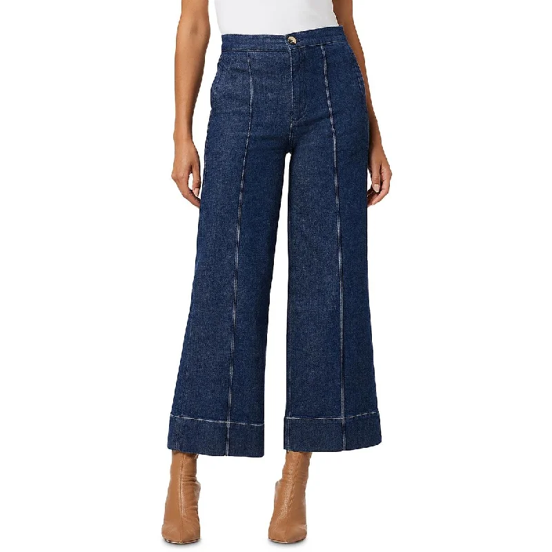 Joe's Womens High Rise Bell Bottom Wide Leg Jeans Trendy Layered Pocket Jeans