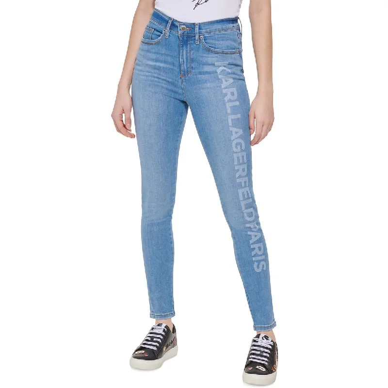 Karl Lagerfeld Paris Womens Logo Print Cropped Skinny Jeans Chic Vintage-Inspired Denim Jeans Karl Lagerfeld Paris Womens Logo Print Cropped Skinny Jeans Chic Vintage-Inspired Denim Jeans