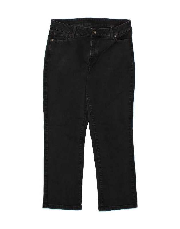 L.L.BEAN Womens Classic Fit Straight Jeans UK 16 Large W36 L26 Black Fashionable Slim Fit Jeans