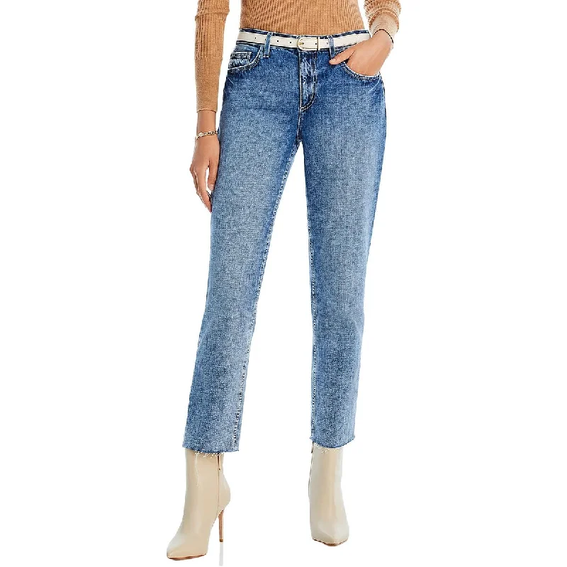 L'Agence Womens High Rise Raw Hem Straight Leg Jeans Chic Rip-Detail High-Waist Jeans
