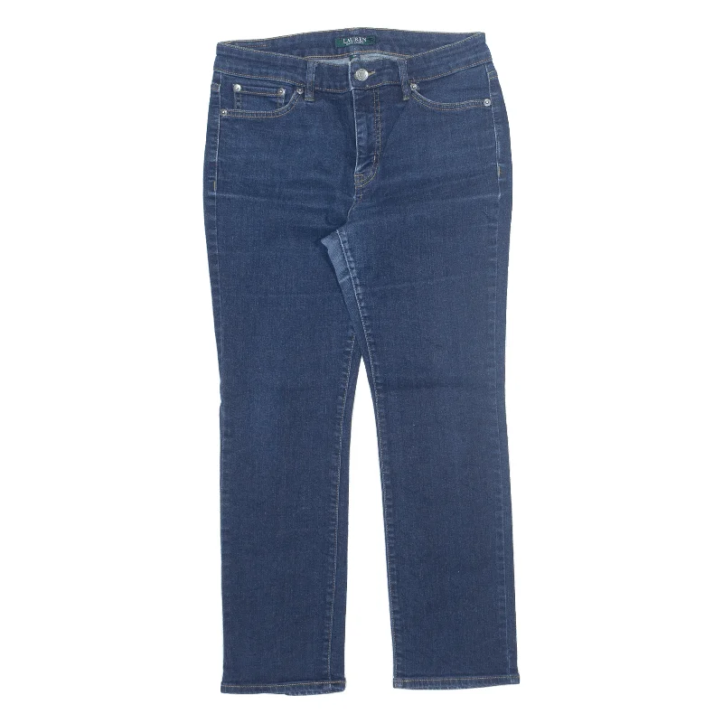 LAUREN RALPH LAUREN Jeans Blue Denim Slim Straight Womens W28 L26 Stylish Acid-Wash Jeans