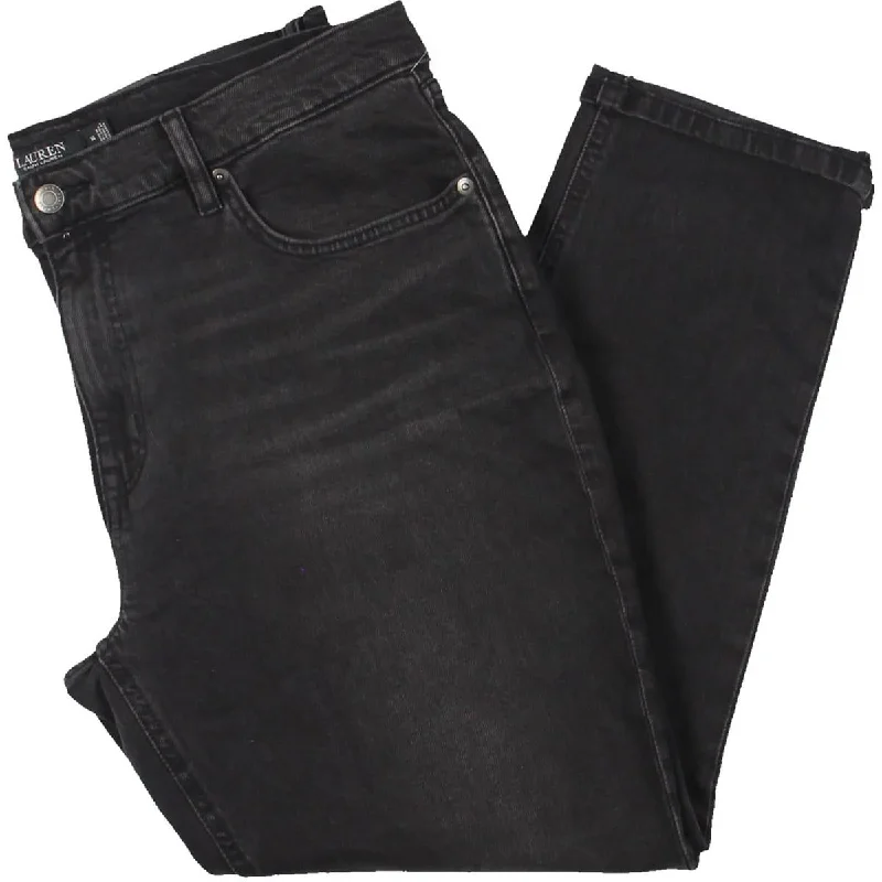 Lauren Ralph Lauren Womens Denim Tapered Leg Jeans Cozy Wide-Legged Jeans
