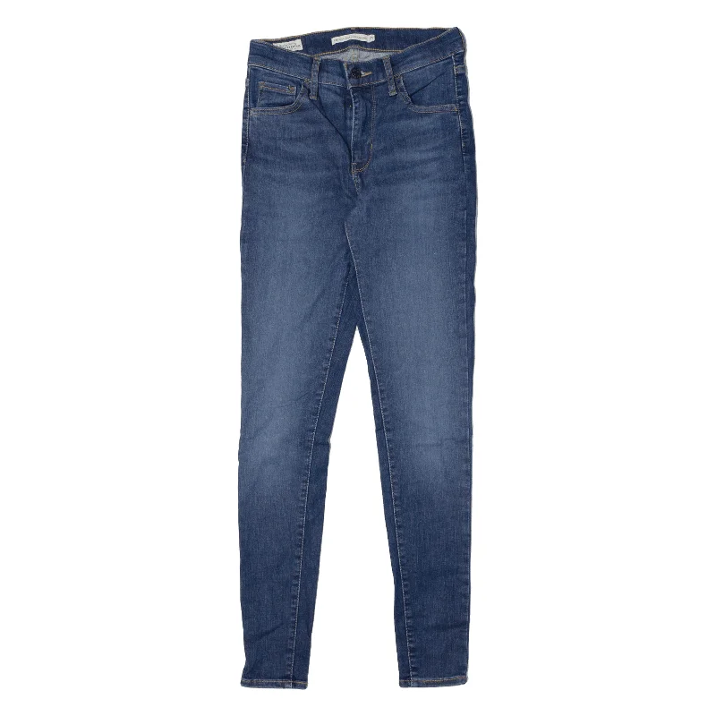 LEVI'S 720 High Rise BIG E Jeans Blue Denim Slim Skinny Stone Wash Womens W25 L30 Trendy Skinny High-Waist Jeans
