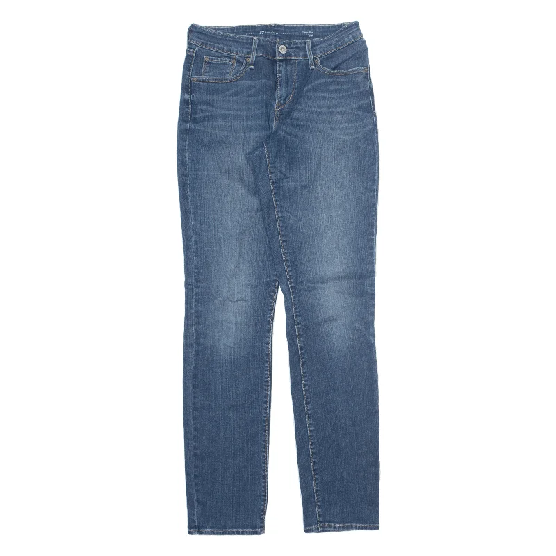LEVI'S Demi Curve Classic Rise Jeans Blue Denim Slim Straight Stone Wash Womens W27 L34 Fashionable Slouchy Fit Jeans