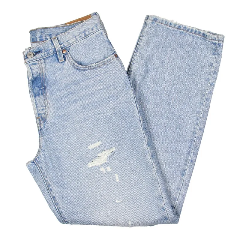 Levi's Womens Denim Distressed Straight Leg Jeans Comfortable Folded Hem Jeans