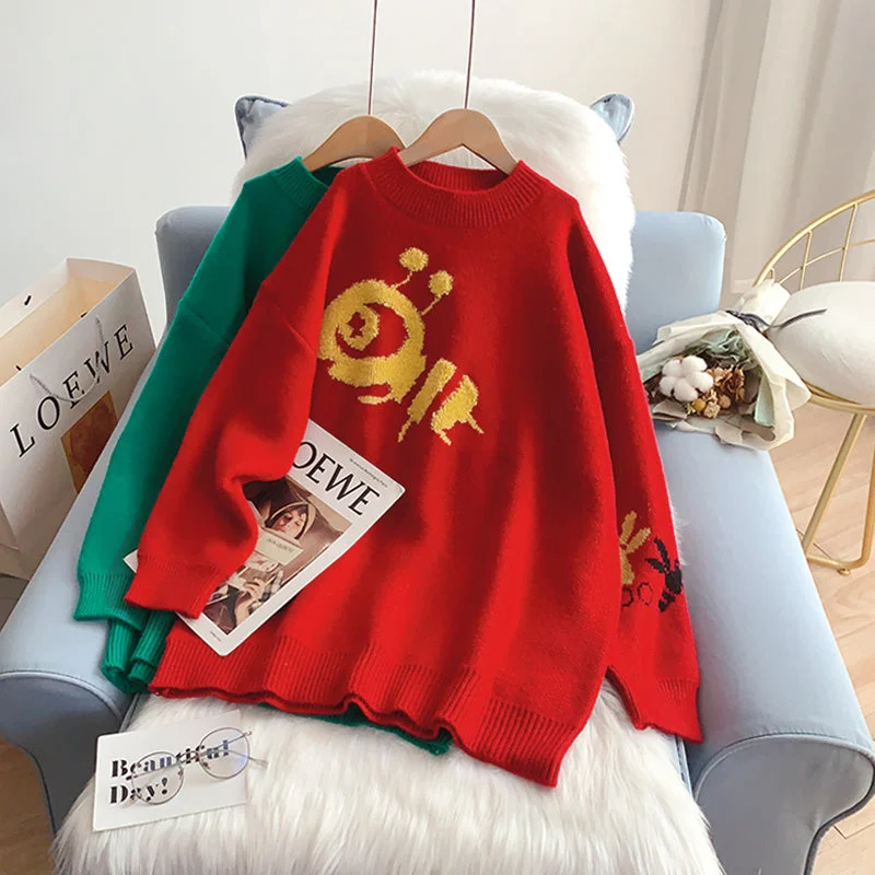 Loose pullover, wearing a lazy and foreign style sweater 5261 Long Sweater Short Sweater Cropped Sweater Loose pullover, wearing a lazy and foreign style sweater 5261 Long Sweater Short Sweater Cropped Sweater