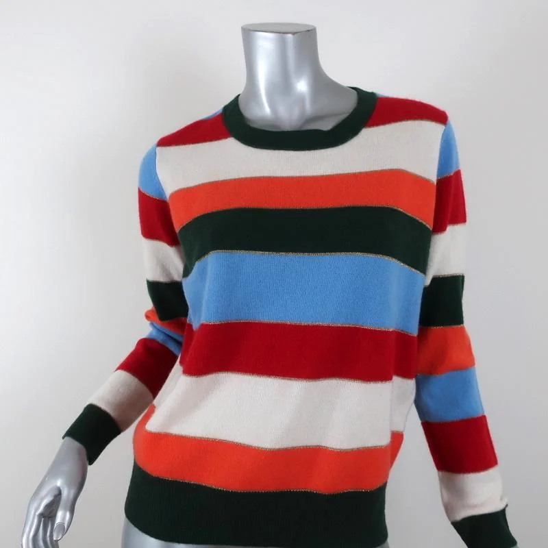 Madeleine Thompson Cashmere Sweater Lucca Multicolor Metallic Striped Size Small Beaded Sweater Sequined Faux Fur Madeleine Thompson Cashmere Sweater Lucca Multicolor Metallic Striped Size Small Beaded Sweater Sequined Faux Fur