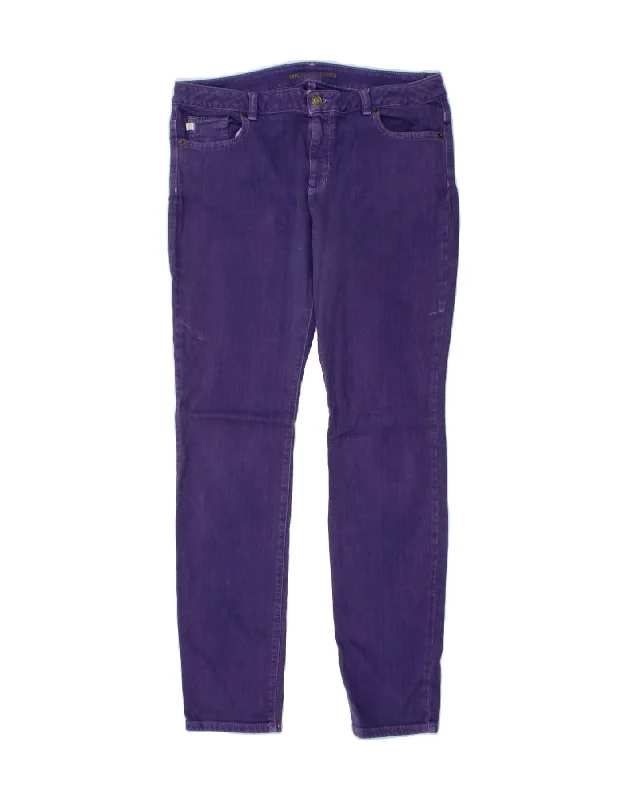 MICHAEL KORS Womens Slim Jeans US 12 Large W34 L30 Purple Cotton Casual Bootcut Ripped Jeans