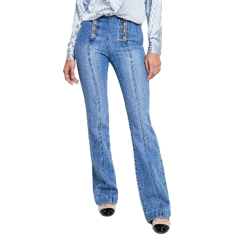 MICHAEL Michael Kors Womens Sailor Front Flared Leg Flare Jeans Fashionable Cropped Denim Jeans