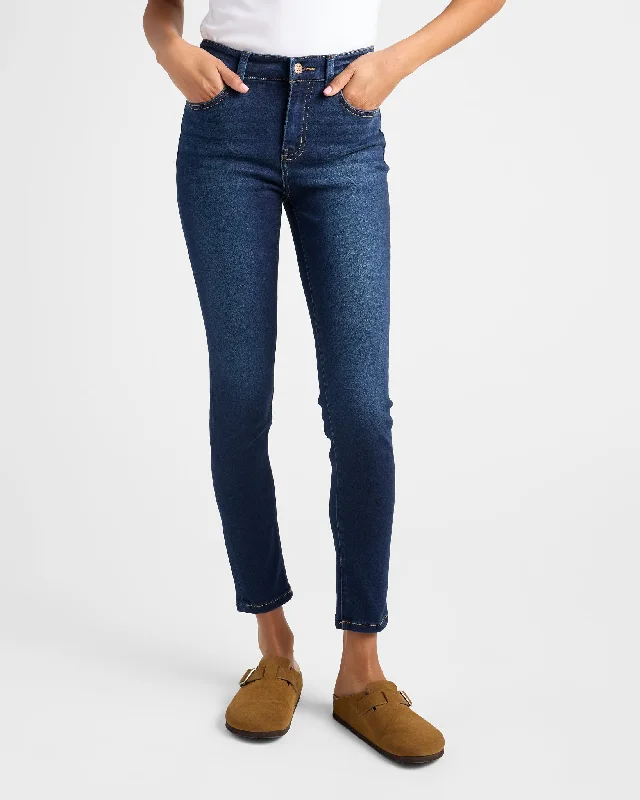 Mid Rise Ankle Skinny Jeans Cozy Wide-Legged Jeans