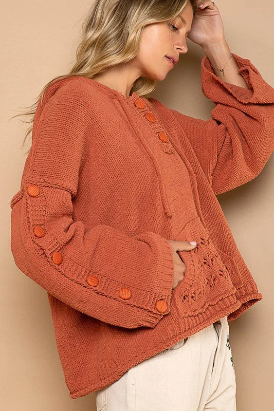 Not A Morning Person Oversized Hooded Sweater (Burnt Brick) Denim Fabric Leather Fabric Suede Fabric Not A Morning Person Oversized Hooded Sweater (Burnt Brick) Denim Fabric Leather Fabric Suede Fabric