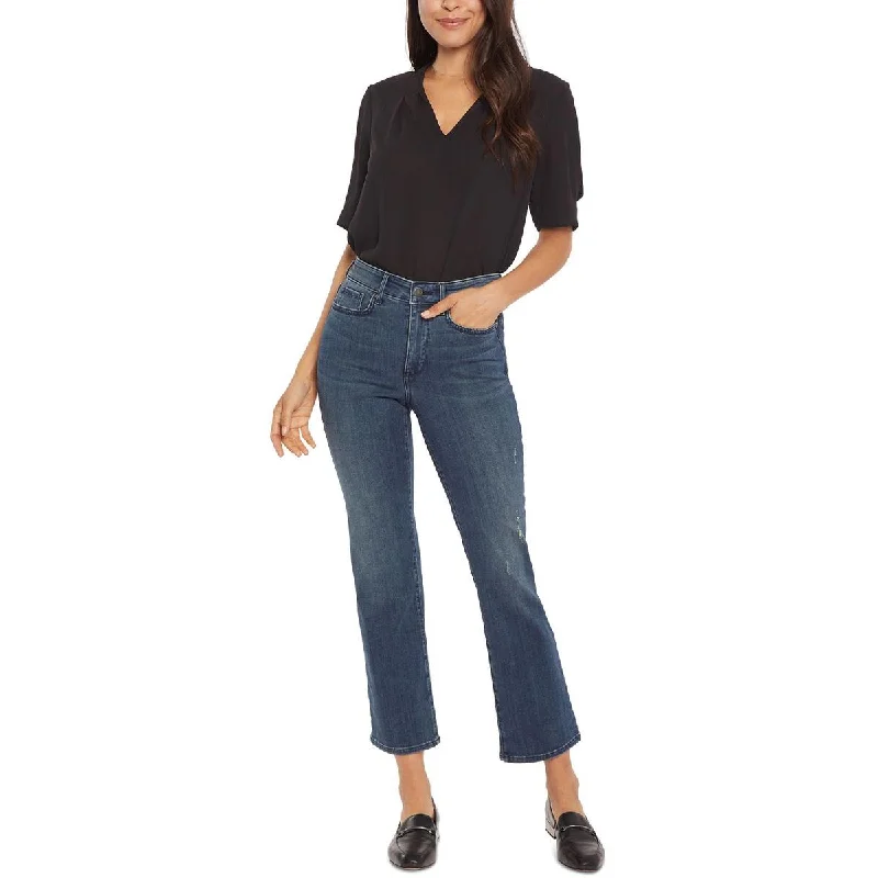 NYDJ Womens Denim Stretch Straight Leg Jeans Fashionable Button-Front Jeans