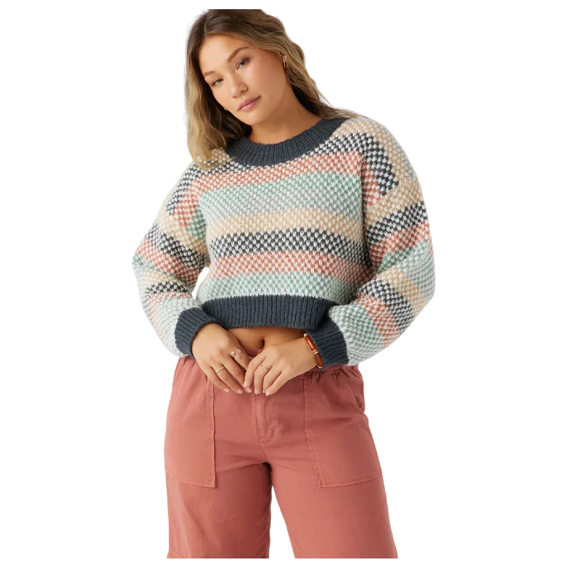 O'neill Billie Crop Sweater Houndstooth Herringbone Solid