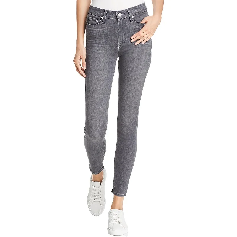 Paige Womens Mid Rise Faded Ankle Jeans Stylish Shredded Denim Jeans