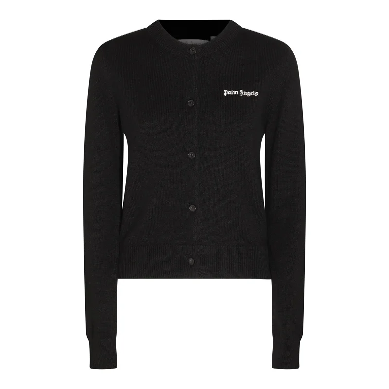 Palm Angels Sweaters Black Solid Color Striped Floral Print