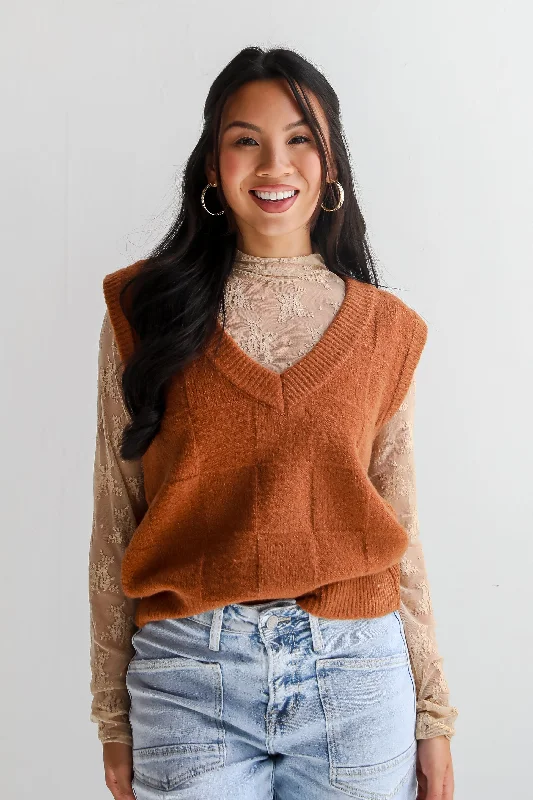 FINAL SALE - Perfect Classic Camel Sweater Vest Hooded Caped Shawl Collar