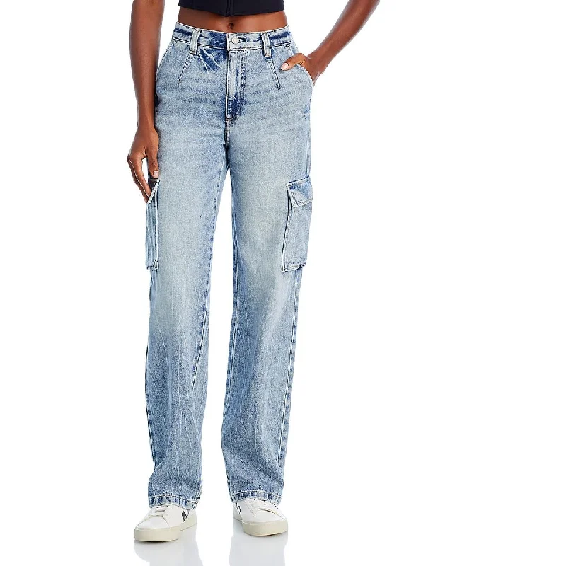 Pistola Womens bobbie Mid Rise Light Wash Straight Leg Jeans Casual Distressed Denim Jeans