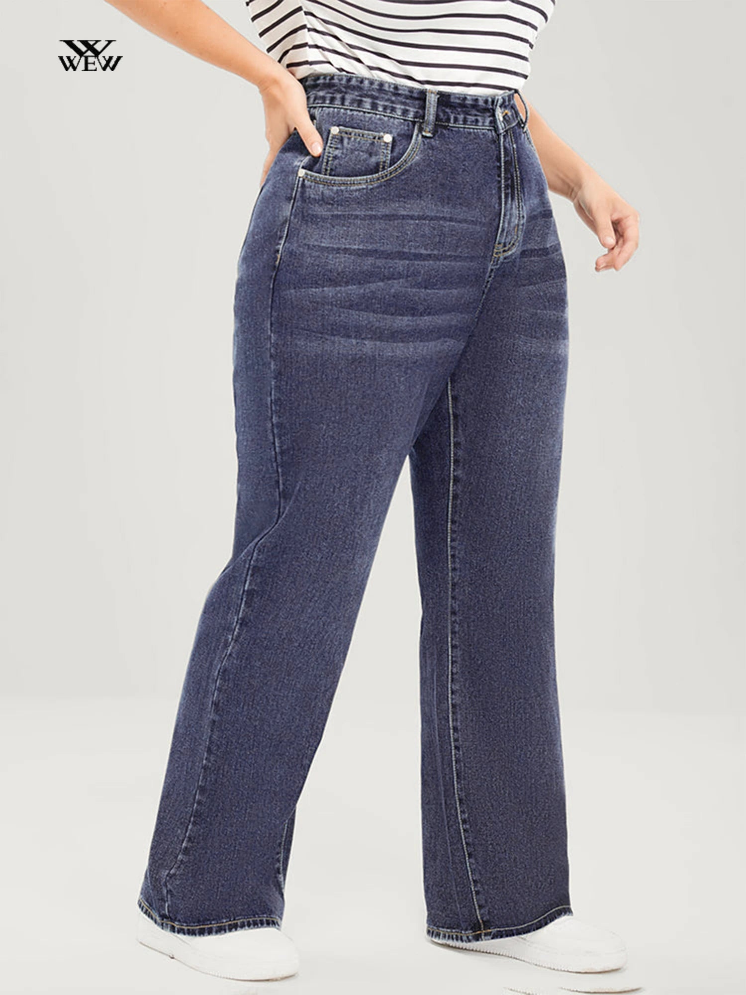 Plus Size Wide Leg Jeans for Women Stretchy High Waist Straight Legs Stylish Cargo Style Jeans Plus Size Wide Leg Jeans for Women Stretchy High Waist Straight Legs Stylish Cargo Style Jeans