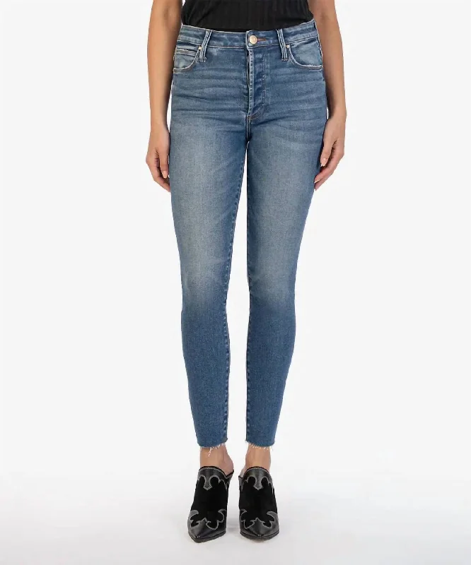 Positively Charlize High Rise Skinny Jean In Mid Blue Classic Blue Denim Jeans