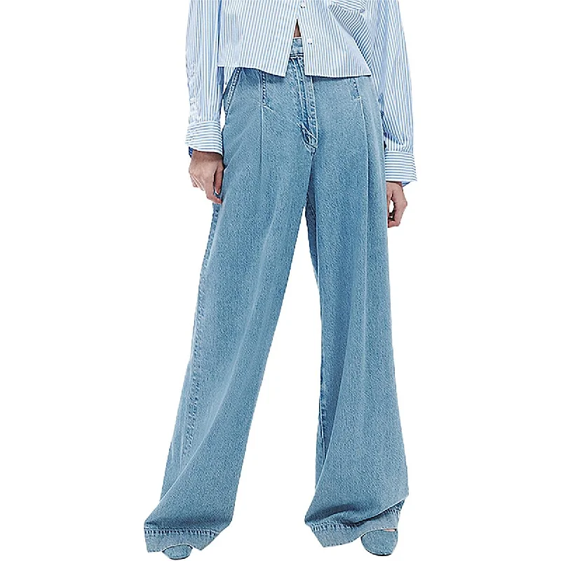 Rag & Bone Womens High Rise Pleated Wide Leg Jeans Fashionable Bootcut Jeans
