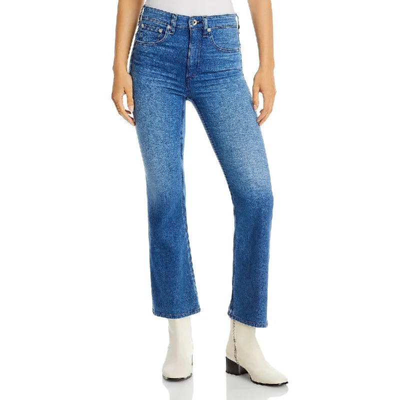 Rag & Bone Womens Nina Cropped Flare Ankle Jeans Chic Rip-Detail High-Waist Jeans