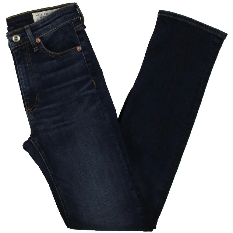 Rag & Bone Womens Nina  High Rise Dark Wash Cigarette Jeans Classic Black Denim Jeans