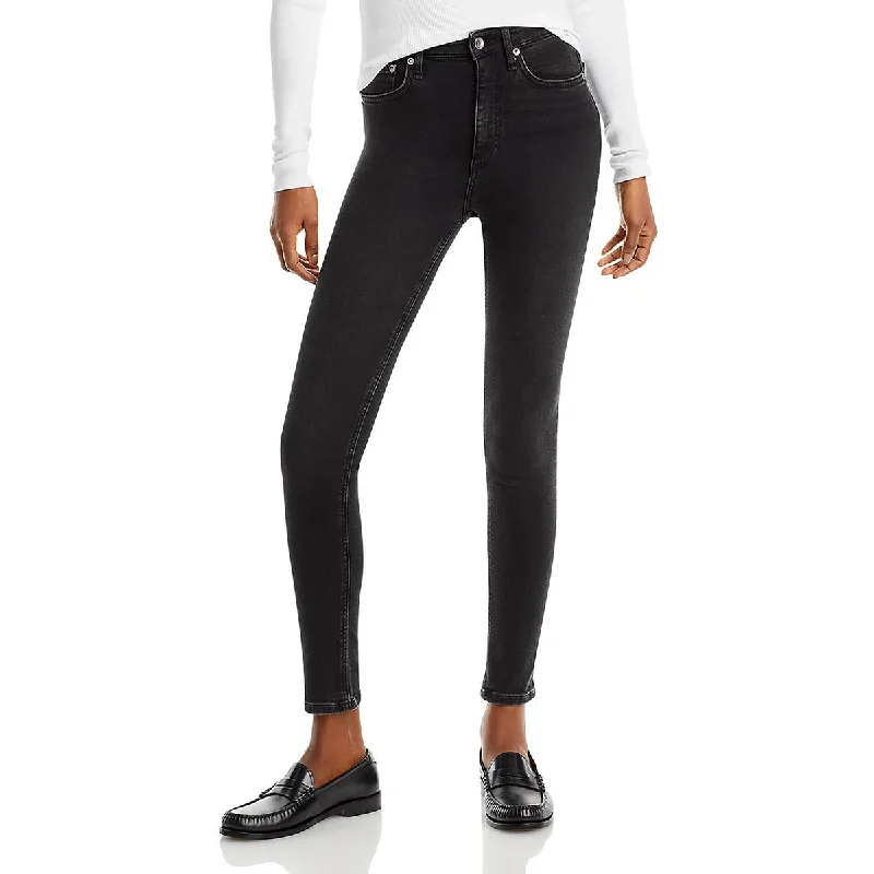 Rag & Bone Womens Nina Solid Denim Skinny Jeans Fashionable White Denim Jeans