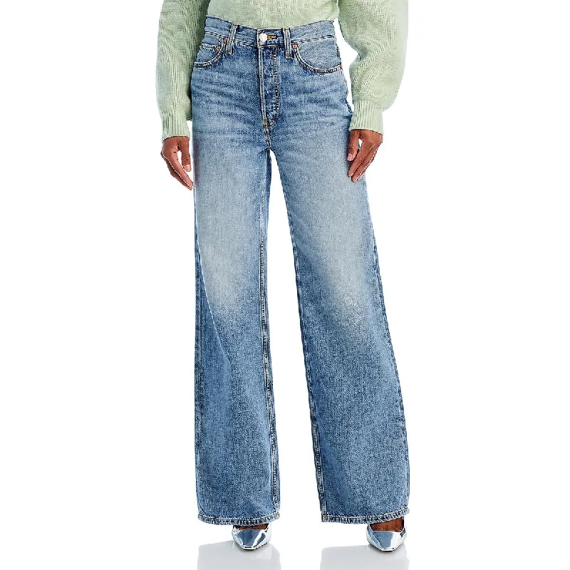 RE/DONE Womens High Rise Wide Leg Wide Leg Jeans Cozy Wide-Legged Jeans