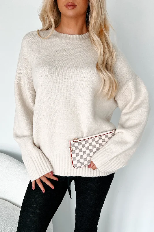 Reed Oversized Crewneck Sweater (Cream) Soft Cozy Warm