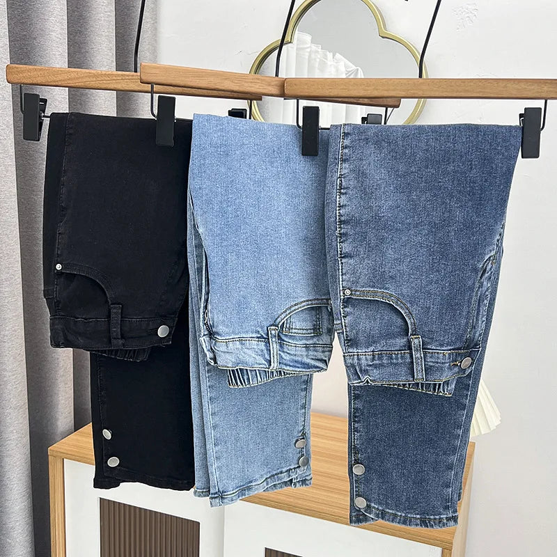 Spring Autumn Clothing Women Drainpipe Jeans Plus Size Brief Denim Casual Wide-Legged Denim Jeans Spring Autumn Clothing Women Drainpipe Jeans Plus Size Brief Denim Casual Wide-Legged Denim Jeans