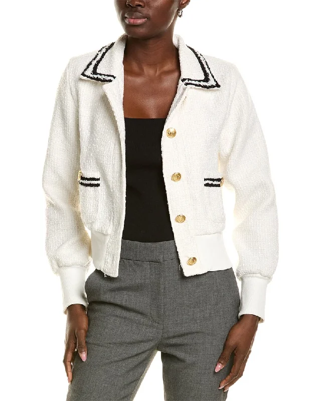 T Tahari Drape Lapel Rib Sweater Silk Blend Satin Velvet