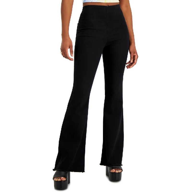 Tinseltown Womens Juniors Pull On Flare Leg Flared Jeans Trendy Low-Rise Bootcut Jeans