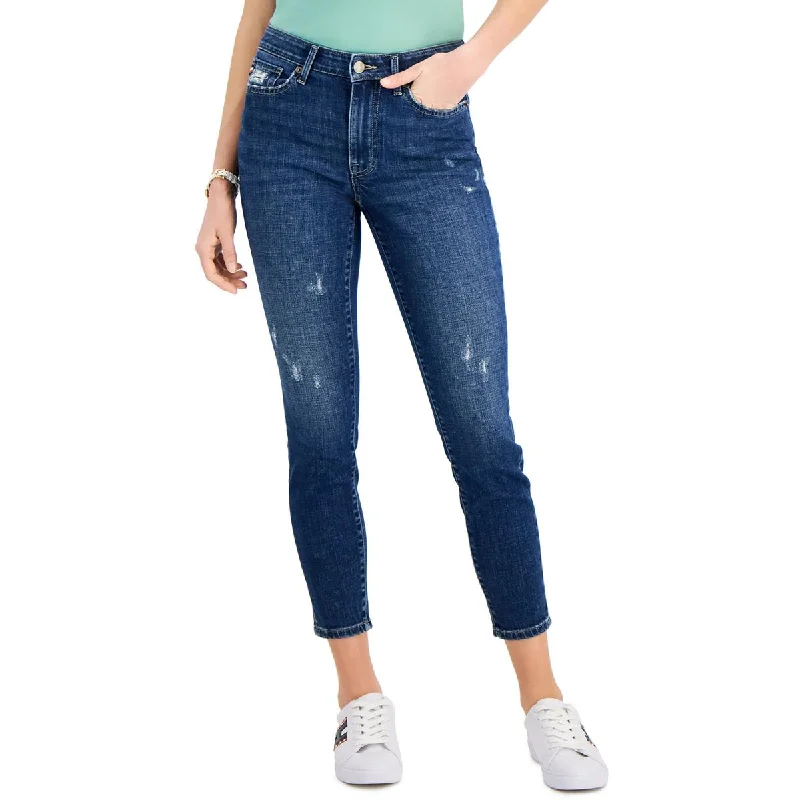 Tommy Hilfiger Womens Denim Curvy Ankle Jeans Trendy Plus Size Jeans