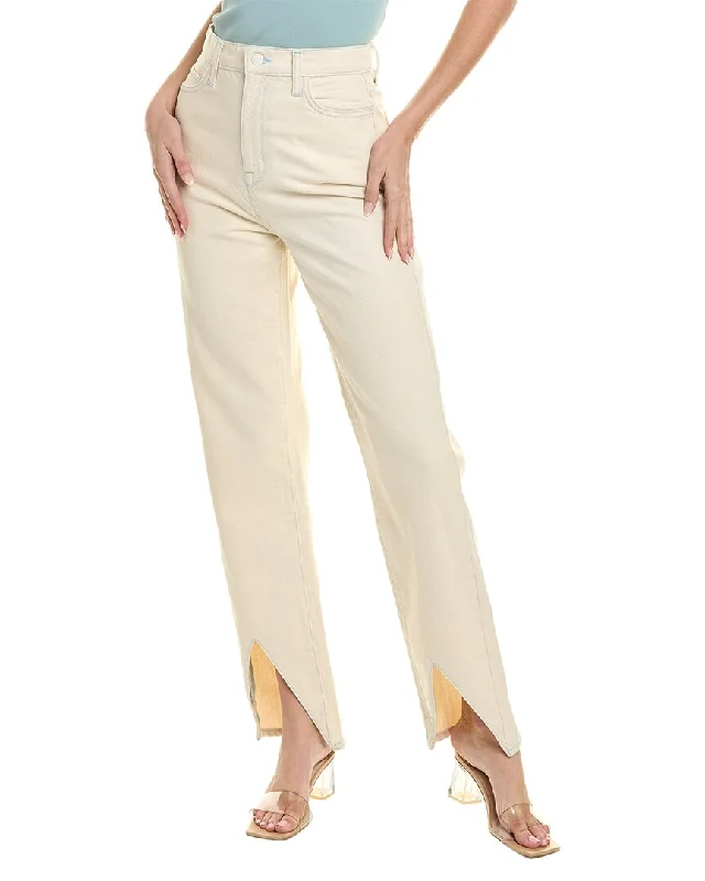 Triarchy Ms. Hart Petal Hem White High-Rise Straight Leg Jean Fashionable Cropped Denim Jeans