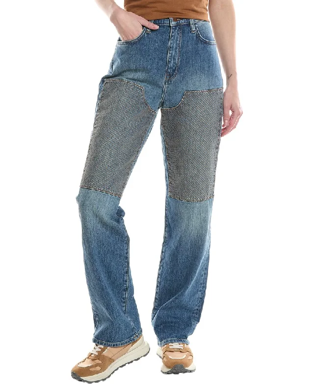 TRIARCHY Ms. Triarchy Classic Indigo Embroidery High-Rise Straight Leg Jean Trendy Button-Up High-Waist Jeans TRIARCHY Ms. Triarchy Classic Indigo Embroidery High-Rise Straight Leg Jean Trendy Button-Up High-Waist Jeans