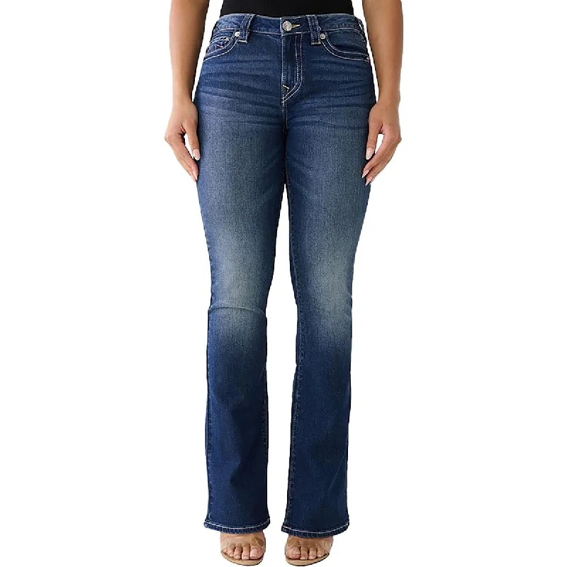 True Religion Womens Mid Rise Boot Cut Bootcut Jeans Comfortable Ankle Jeans