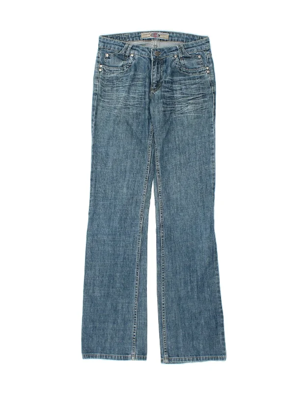 VINTAGE Womens Bootcut Jeans W27 L33 Blue Cotton Casual Loose Fit Jeans