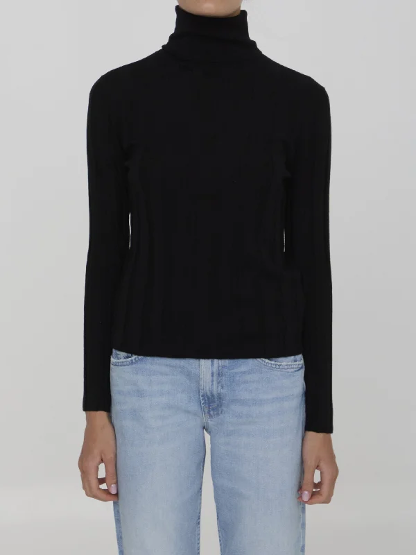Virgin Wool Jumper Boat Neck Shawl Collar Notched Collar
