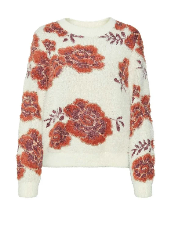 Vero Moda Poilu Newflower Jumper, Cream Multi Modern Contemporary Chic