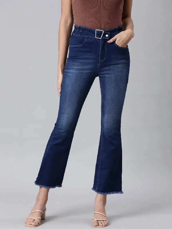 Women Blue Solid Bootcut Denim Jeans-LT-BT-22820-1-Blue Casual Skinny Fit Jeans