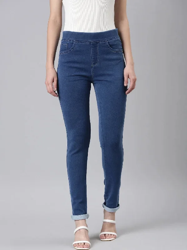 Women Blue Solid Skinny Fit Denim Jeans-LT-J-262-Blue Classic Slim Fit Jeans