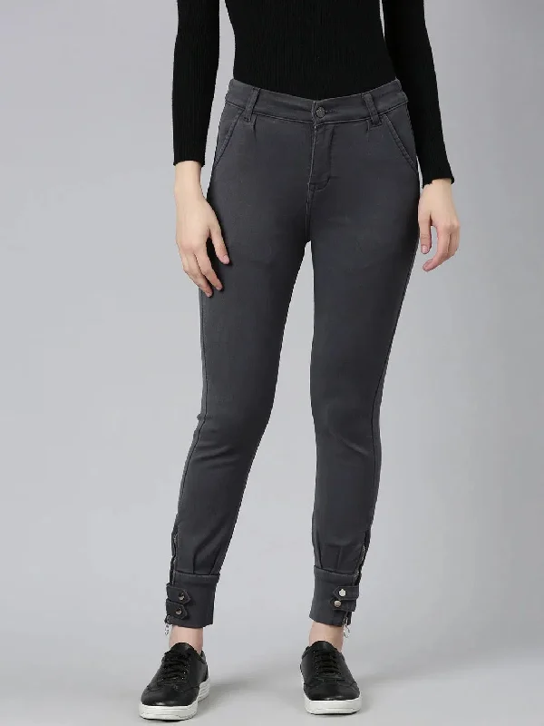 Women Grey Solid Jogger Denim Jeans-LT-JO-10427-Grey Cozy Stretch High-Waist Jeans