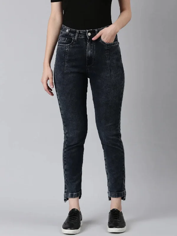 Women Grey Solid Slim Fit Denim Jeans-GZ-5526-1-Grey Trendy Flared Leg Jeans