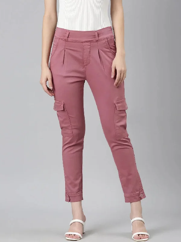 Women Mauve Solid Regular Fit Denim Jeans-LT-CJ-23046-Mauve Fashionable Slim Fit Jeans