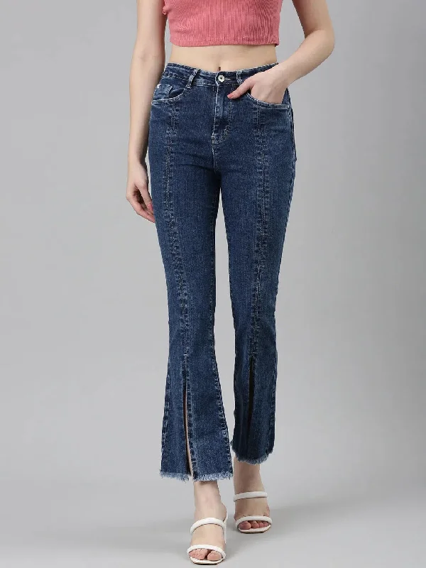 Women Navy Blue Solid Flared Denim Jeans-IM-10248-Navyblue Casual Straight-Leg Jeans Women Navy Blue Solid Flared Denim Jeans-IM-10248-Navyblue Casual Straight-Leg Jeans